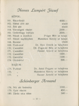  Nemes Lampérth József - Művek jegyzéke, melyekkel Nemes Lampérth József szerepelt az 1917-es Nemzeti Szalonbeli kiállításon